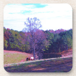Far Away Horse in a Purple Field Drink Coaster
