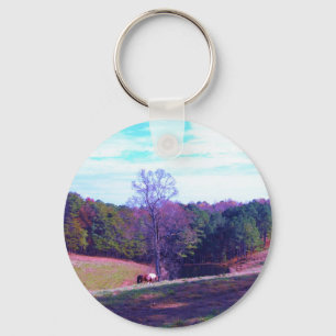 Far Away Horse in a Purple Field Keychain
