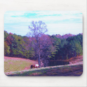 Far Away Horse in a Purple Field Mouse Pad