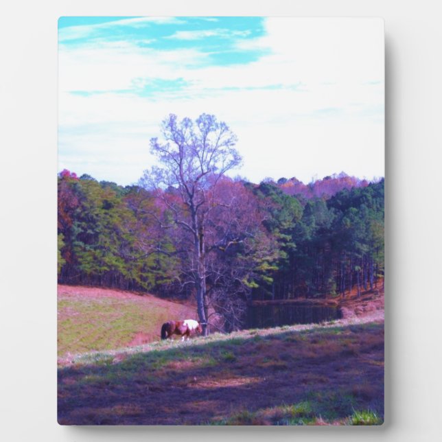 Far Away Horse in a Purple Field Plaque (Front)