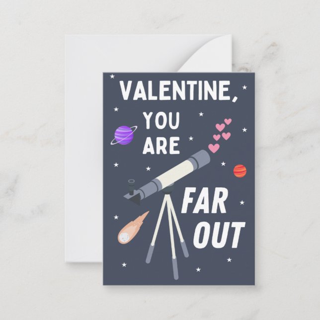 Far Out Classroom Valentine's Day Note Card (Front)