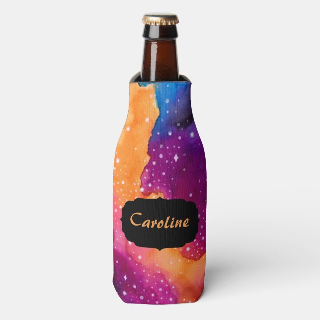 Far Out Cosmic Sky Bottle Cooler (Bottle Front)