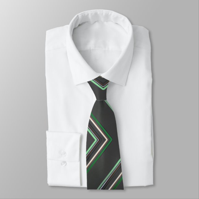 Far Out Green Abstract Neck Tie (Tied)