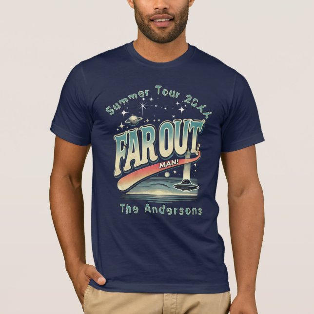 Far Out Man Retro 60’s Slogan Personalized Family T-Shirt (Front)