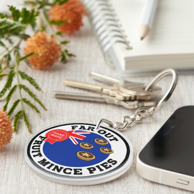 Far Out New Zealand Fruit Mince Pies Keychain (Front Right)
