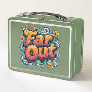 Far Out Retro 70s Psychedelic Groovy Hippie Metal Lunch Box