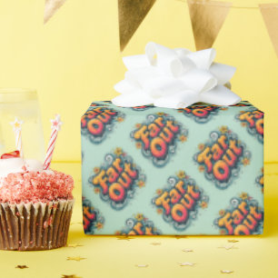 Far Out Retro 70s Psychedelic Groovy Hippie Wrapping Paper