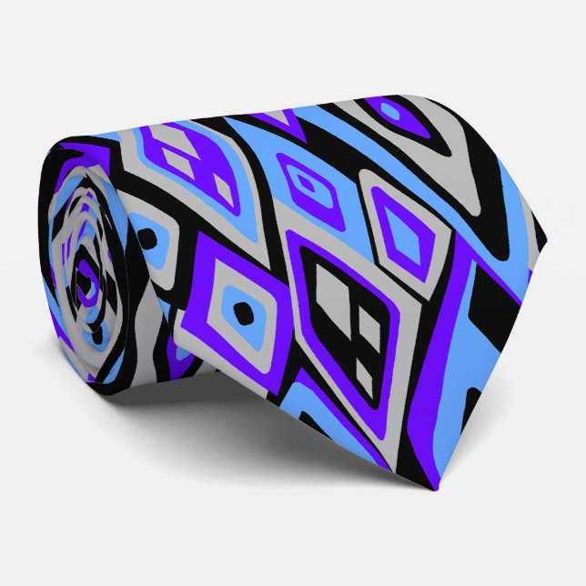 Far Out Retro Abstract Two-side Printed Neck Tie (Rolled)