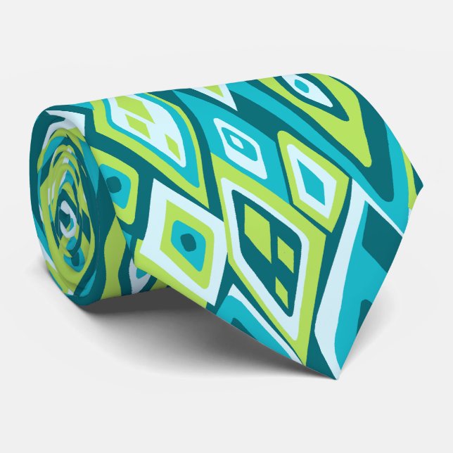 Far Out Retro Abstract Two-side Printed Neck Tie (Rolled)