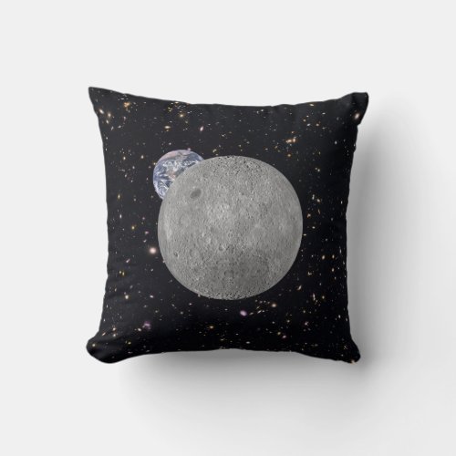 Far Side of the Moon Earth Starry Sky Throw Pillow