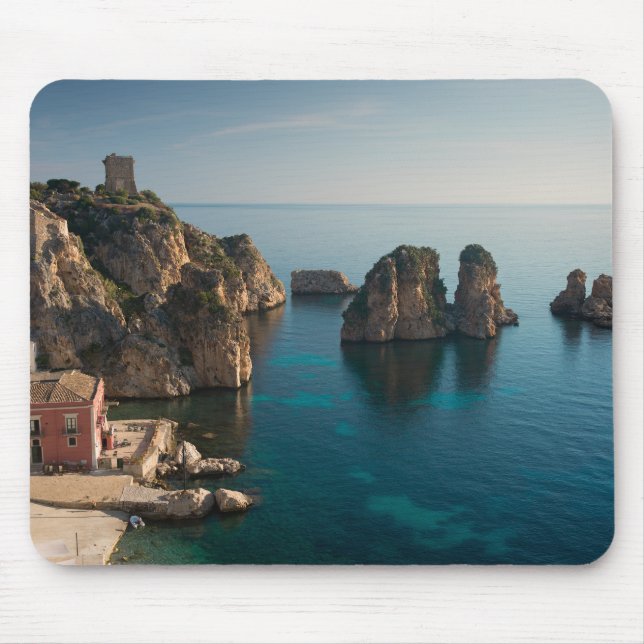Faraglioni and Tonnara in Scopello, Sicily Mouse Pad (Front)