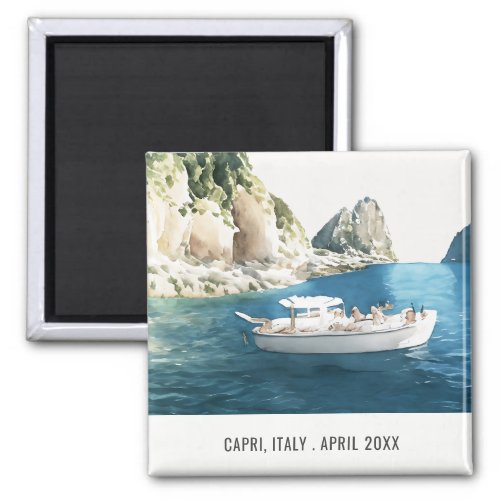 Faraglioni Rocks Capri Italy Watercolor Travel Magnet