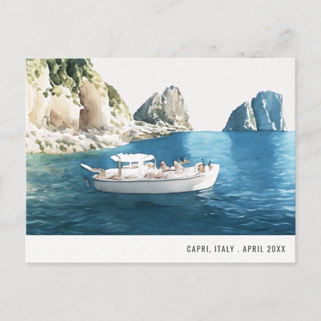 Faraglioni Rocks Capri Italy Watercolor Travel Postcard (Front)