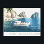 Faraglioni Rocks Capri Watercolor Save The Date Postcard<br><div class="desc">If you need any further customization please feel free to email me on yellowfebstudio@gmail.com. or message via Zazzle.</div>