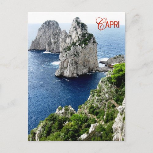 Faraglioni stacks Capri Italy Postcard