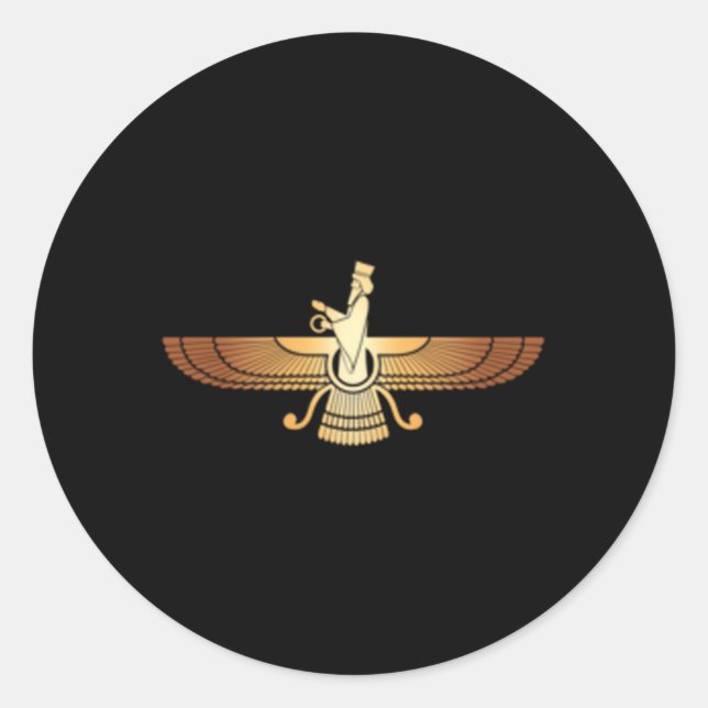 Faravahar Iranian Nationalism Symbol Zoroastrianis Classic Round Sticker (Front)