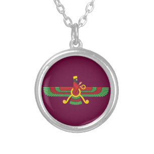 Faravahar Symbol Silver Plated Necklace