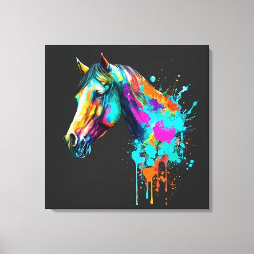 farbenfrohes Pferde_Design in Aquarell  Canvas Print