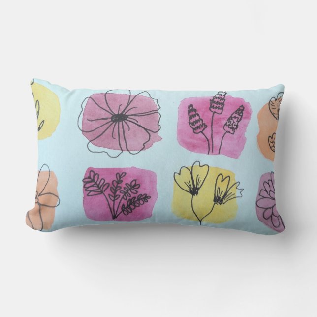 Farbiges Blumen  Lumbar Pillow (Front)