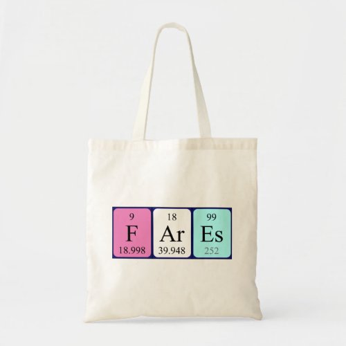 Fares periodic table name tote bag