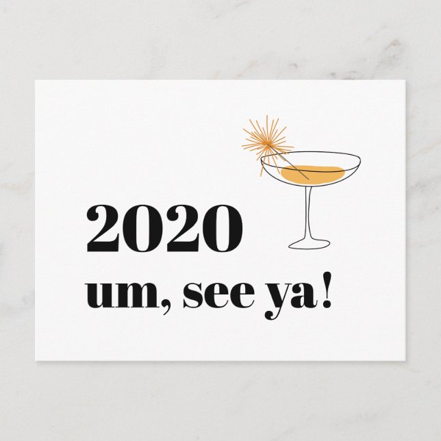 Farewell 2020 Happy Holidays Modern Font Cocktail Postcard (Front)