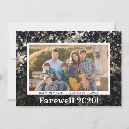 Farewell 2020 Photo Collage Confetti New Years Holiday Card