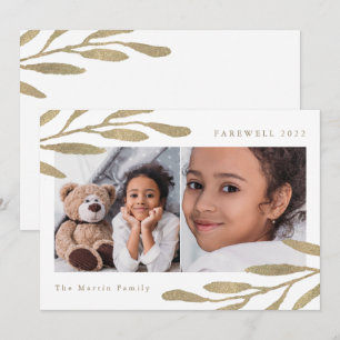 Farewell 2024 Faux Gold Botanical Two Photo Holiday Card