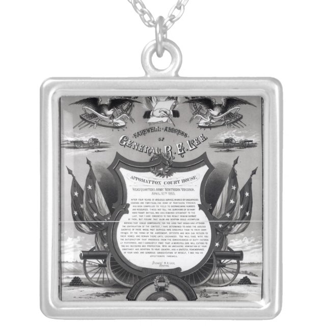 Farewell Address of General Robert E. Lee Silver Plated Necklace (Front)