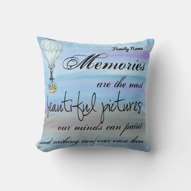 Farewell Bonvoyage Gift Hot Air Balloon Add Name Throw Pillow (Front)