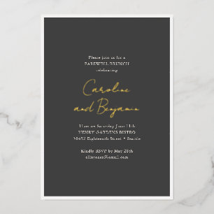 Farewell Brunch Wedding Gold Script Names Black Foil Invitation