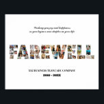 Farewell Custom Photo Collage Coworker Retirement Poster<br><div class="desc">Personalized Farewell Photo Collage for retired colleague, co-worker, team manager or boss. This customizable photo gift is also perfect as a farewell keepsake for teacher, coach or friends leaving. This custom template is a unique and meaningful goodbye gift that captures the precious moments and memories shared together. The design features...</div>