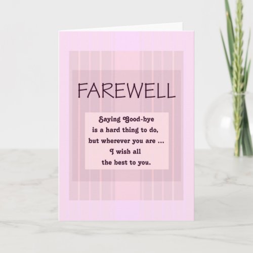 FarewellGood_Bye for Female Pink Stripes Card