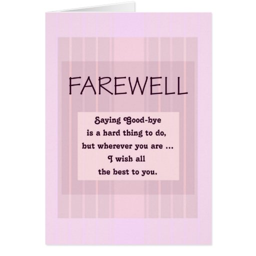 Farewell/Good-Bye for Female Pink Stripes Card | Zazzle