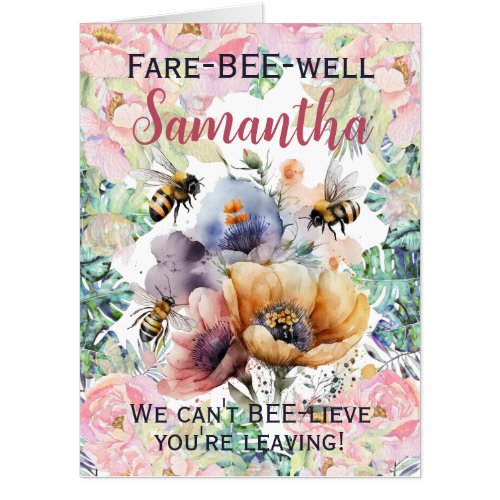 Farewell Goodbye Leaving Floral Bee BIG Card