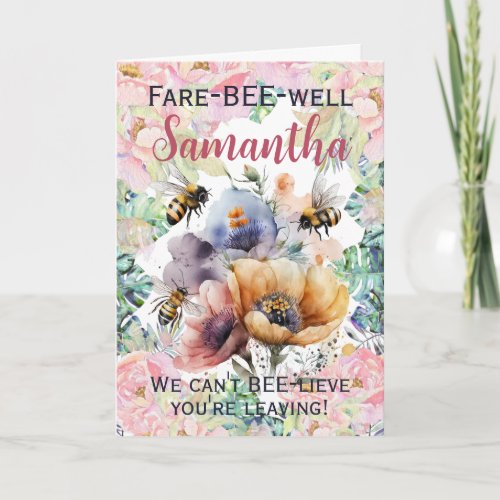 Farewell Goodbye Leaving Floral Bee Card