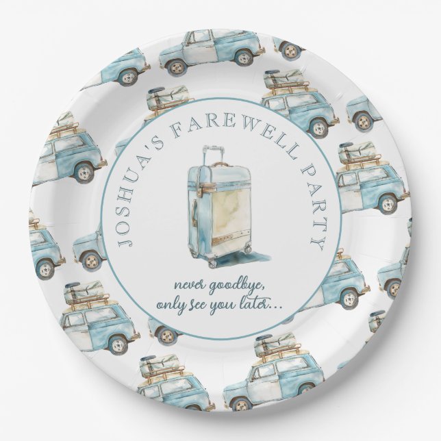 Farewell Grad Cute Car Going Away Party Paper Plates (Front)