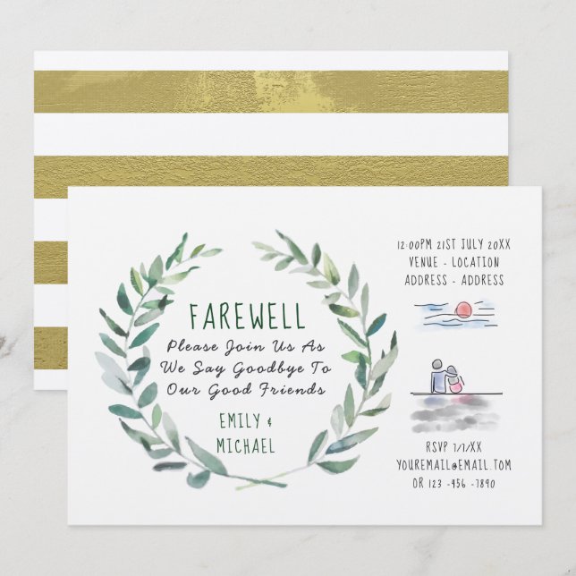 Farewell Leaving Party Invitation Kraft Rustic Art (Front/Back)
