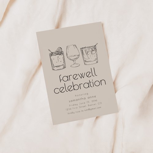 Farewell Moving Retirement Party Invite Drinks