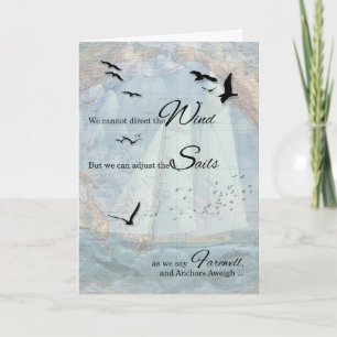 Farewell Nautical Sailing Theme Anchors Aweigh Card
