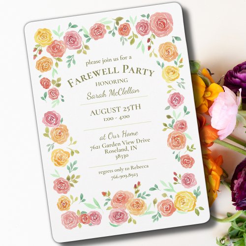 Farewell Party Floral Invitation