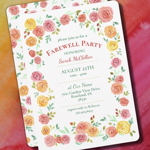 Farewell Party Floral Invitation