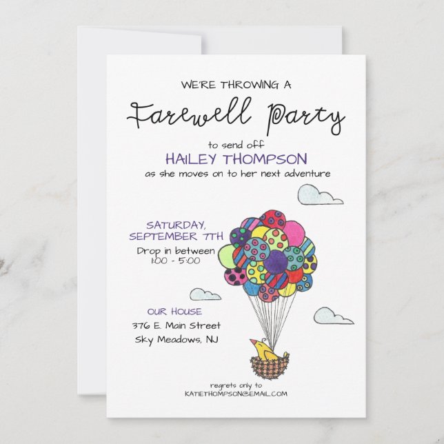 Farewell Party Hot Air Balloons Invitation (Front)
