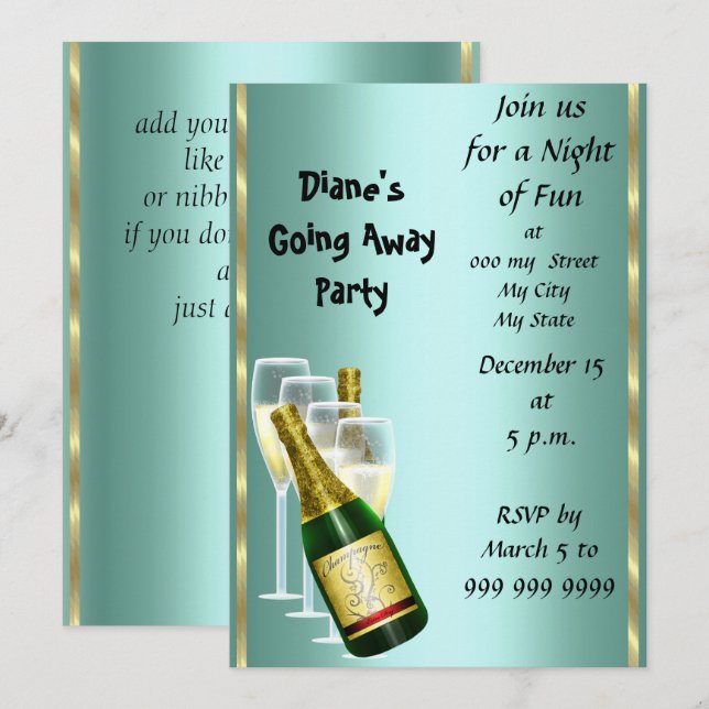 Farewell Party Invitation Card Good Bye (Front/Back)