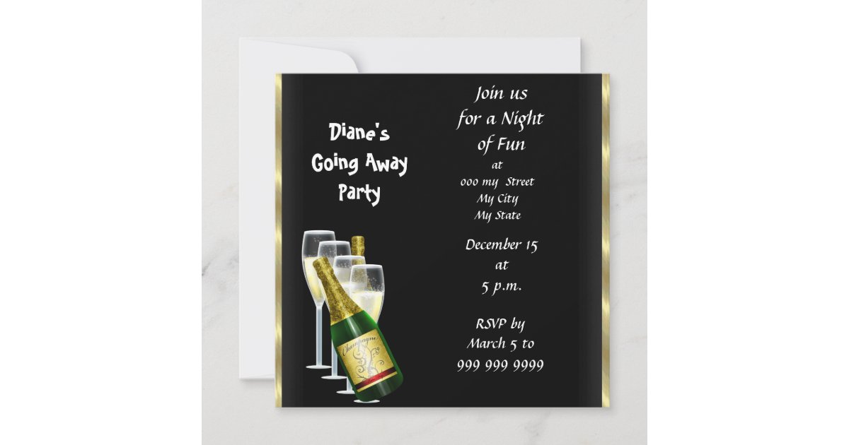 Farewell Party Invitation Card Good Bye Black | Zazzle