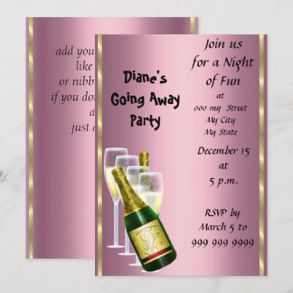 Farewell Party Invitation Card Good Bye Pink
