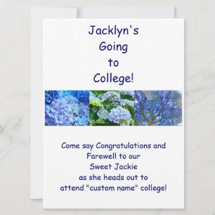 Farewell Party Invitations Blue Hydrangeas