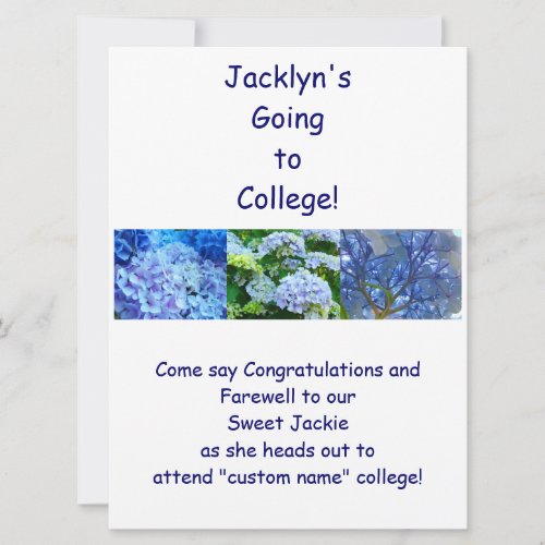 Farewell Party Invitations Blue Hydrangeas