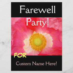 FAREWELL Party Invitations Cards Pink Poppy