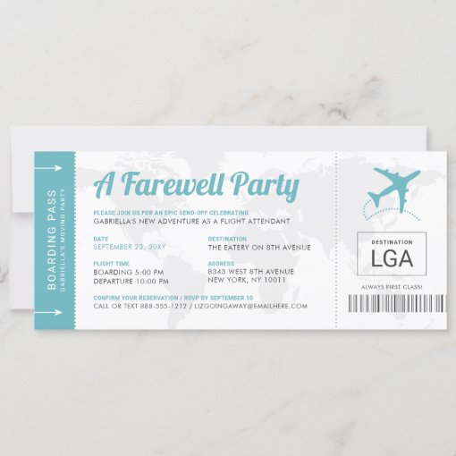 Farewell Party Travel Theme Boarding Pass Invite | Zazzle