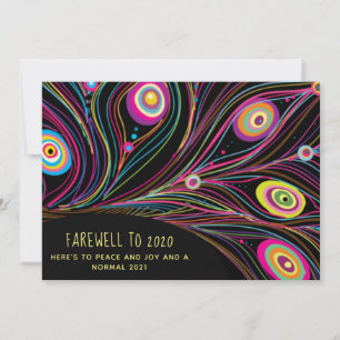 Farewell Peace to 2020 Modern Peacock Customized Holiday Card